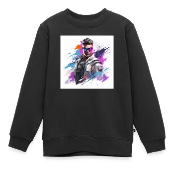Art du jeu - Sweat Premium enfant bio - noir - Devant - AI Model Kid Female (0cm)