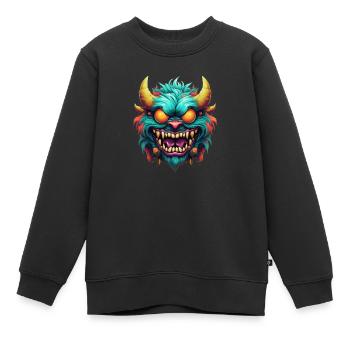 Monstre maléfique - Sweat Premium enfant bio - noir - Devant - AI Model Kid Female (0cm)