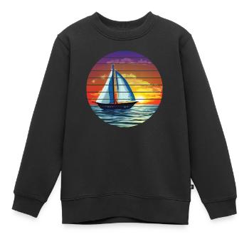 Sailing Sailboat Sailing Sailing Sailing Ship - Kids Premium Organic Sweatshirt - black - Front - AI Model Kid Female (0cm)