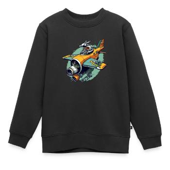 Drohnen-Flugzeug - Kinder Premium Organic Sweatshirt - Schwarz - Vorne - AI Model Kid Female (0cm)
