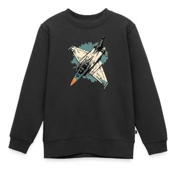 Blaues Sturmflugzeug - Kinder Premium Organic Sweatshirt - Schwarz - Vorne - AI Model Kid Female (0cm)
