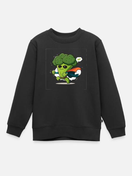 Brocoli Homme - Sweat Premium enfant bio - noir