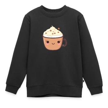Cute Brews Kawaii Flat Cartoon Coffee Delights - Kids Premium Organic Sweatshirt - black - Front - AI Model Kid Female (0cm)