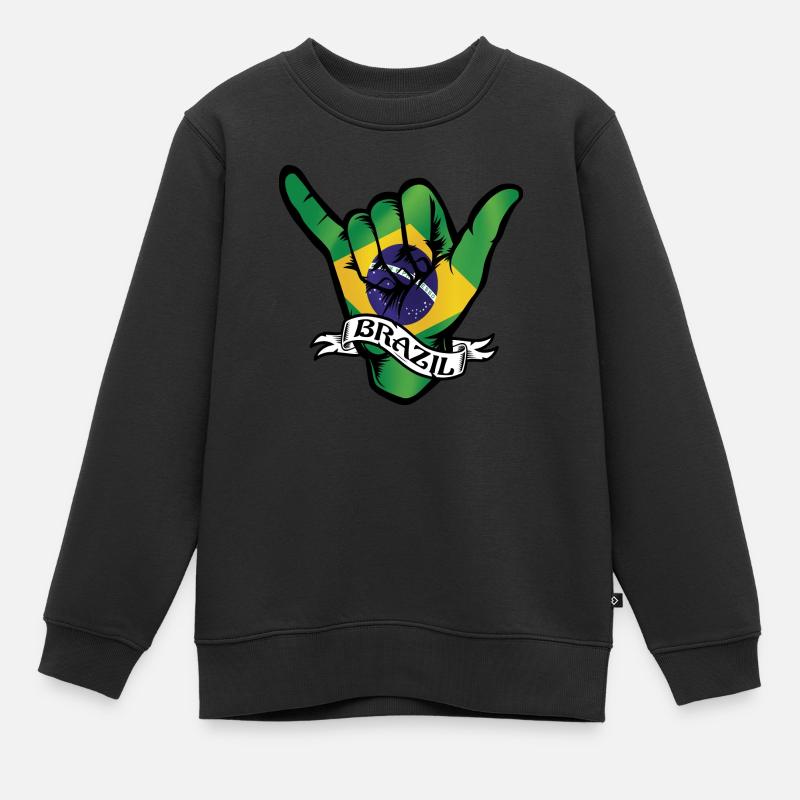 Brésil Shaka - Sweat Premium enfant bio - noir