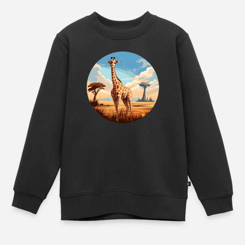 Giraffe - Kids Premium Organic Sweatshirt - black