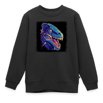 funny quote t-rex rex green dinosaurus chrome dino - Kinder Premium Organic Sweatshirt - Schwarz - Vorne - AI Model Kid Female (0cm)
