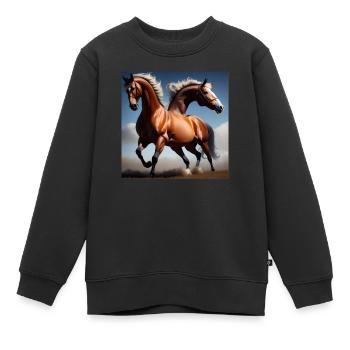 Wildpferde Hemd - Kinder Premium Organic Sweatshirt - Schwarz - Vorne - AI Model Kid Female (0cm)