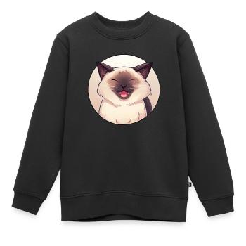 Katze im Anime-Stil im Kreis - Kinder Premium Organic Sweatshirt - Schwarz - Vorne - AI Model Kid Female (0cm)