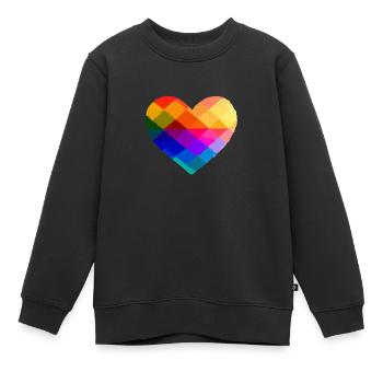 Geometrisches Herz in den Farben des LGBT-Regenbogens - Kinder Premium Organic Sweatshirt - Schwarz - Vorne - AI Model Kid Female (0cm)
