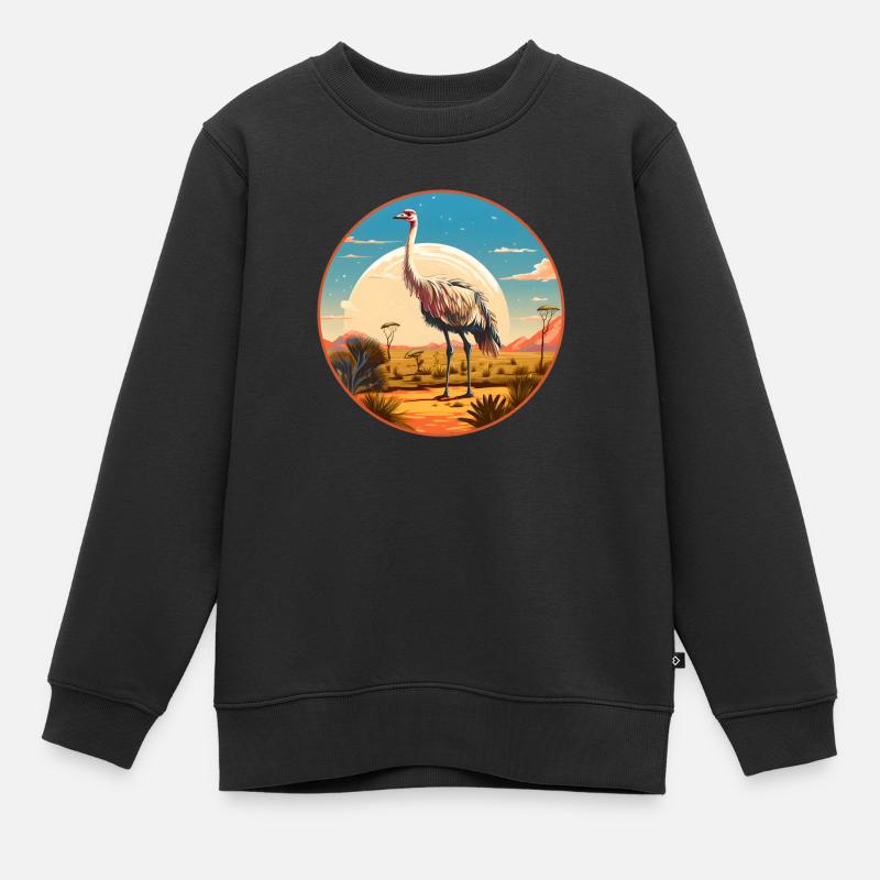 Autruche - Sweat Premium enfant bio - noir