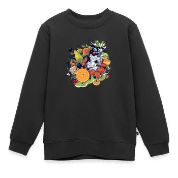 Chouette dans les fruits - Sweat Premium enfant bio - noir - Devant - AI Model Kid Female (0cm)