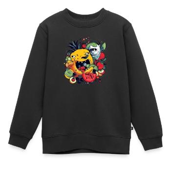 Fruchtverschlingende Ananas - Kinder Premium Organic Sweatshirt - Schwarz - Vorne - AI Model Kid Female (0cm)