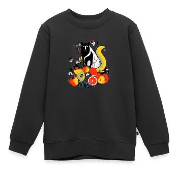 Eddy le chat aux fruits - Sweat Premium enfant bio - noir - Devant - AI Model Kid Female (0cm)