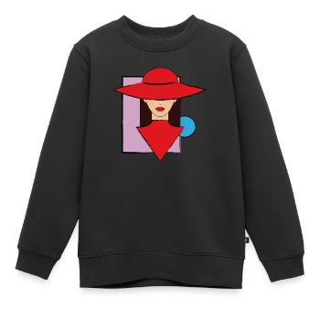 Frau mit Hut - Kinder Premium Organic Sweatshirt - Schwarz - Vorne - AI Model Kid Female (0cm)
