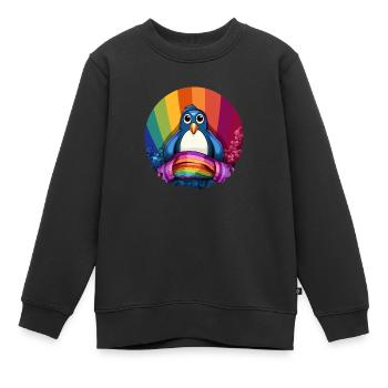 Pinguin Pride: Ein Zeichen der Vielfalt - Kinder Premium Organic Sweatshirt - Schwarz - Vorne - AI Model Kid Female (0cm)
