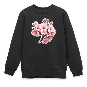 Fleur de cerisier - Sweat Premium enfant bio - noir - Devant - AI Model Kid Female (0cm)