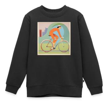 Fahrrad - Radfahrer Radfahrer - Französischer Retro-Sommer - Kinder Premium Organic Sweatshirt - Schwarz - Vorne - AI Model Kid Female (0cm)