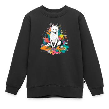 Niedrig der Wolfshund - Kinder Premium Organic Sweatshirt - Schwarz - Vorne - AI Model Kid Female (0cm)