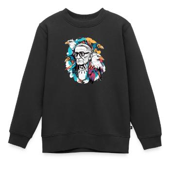 Papy siou aigle - Sweat Premium enfant bio - noir - Devant - AI Model Kid Female (0cm)