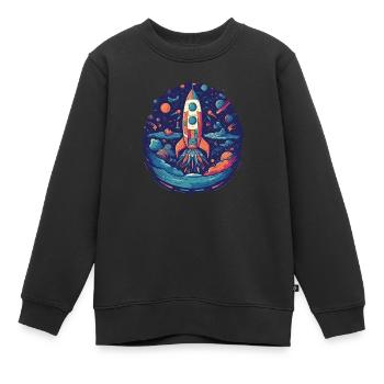 Whimsy Rocket: Galaktisches Abenteuer! - Kinder Premium Organic Sweatshirt - Schwarz - Vorne - AI Model Kid Female (0cm)