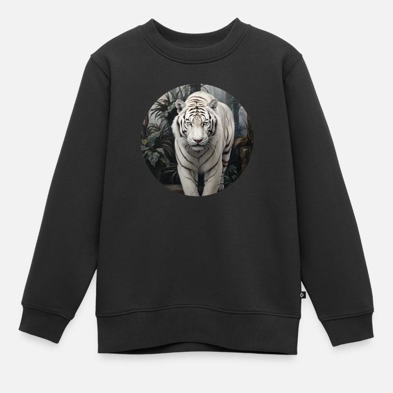 Weißer Tiger - Kinder Premium Organic Sweatshirt - Schwarz