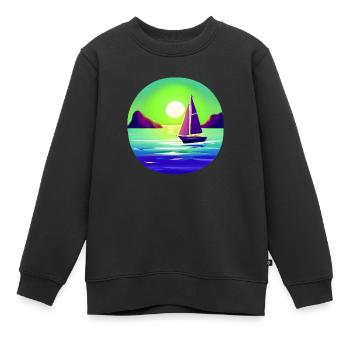 Sailing Sailboat Sailing Sailing Sailing Ship - Kids Premium Organic Sweatshirt - black - Front - AI Model Kid Female (0cm)