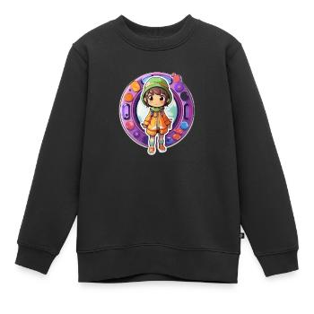 mauel A sticker of a cute cartoonish dimension tr - Kinder Premium Organic Sweatshirt - Schwarz - Vorne - AI Model Kid Female (0cm)