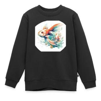 Fisch in warmen Sommerfarben für den Meeresurlaub - Kinder Premium Organic Sweatshirt - Schwarz - Vorne - AI Model Kid Female (0cm)