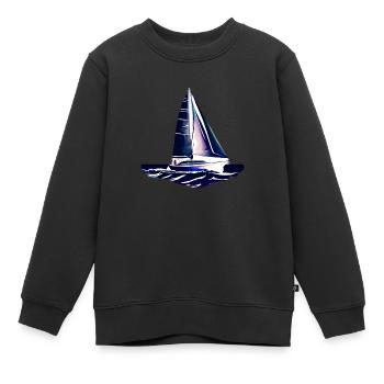 Sailing Sailboat Sailing Sailing Sailing Ship - Kids Premium Organic Sweatshirt - black - Front - AI Model Kid Female (0cm)