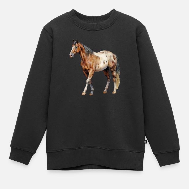 Pferd - Kinder Premium Organic Sweatshirt - Schwarz