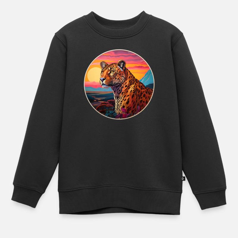 Leopard - Kinder Premium Organic Sweatshirt - Schwarz