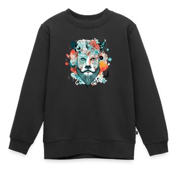 Kizo le roi lion - Sweat Premium enfant bio - noir - Devant - AI Model Kid Female (0cm)