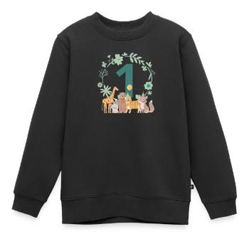 1. Jahrestag - Tiere zum ersten Jahrestag - Kinder Premium Organic Sweatshirt - Schwarz - Vorne - AI Model Kid Female (0cm)