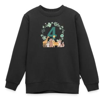 4-jähriges Jubiläum - vierjähriges Jubiläum Tiere - Kinder Premium Organic Sweatshirt - Schwarz - Vorne - AI Model Kid Female (0cm)