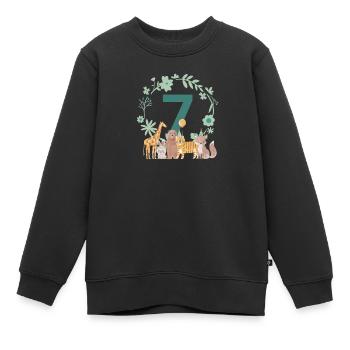7-jähriges Jubiläum - siebenjähriges Jubiläum Tiere - Kinder Premium Organic Sweatshirt - Schwarz - Vorne - AI Model Kid Female (0cm)