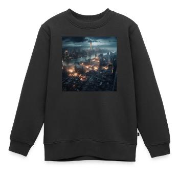 New York city en feu - Sweat Premium enfant bio - noir - Devant - AI Model Kid Female (0cm)