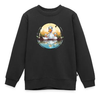 Entenfamilie im Teich - Kinder Premium Organic Sweatshirt - Schwarz - Vorne - AI Model Kid Female (0cm)