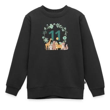 11-jähriges Jubiläum - Tiere zum elften Jubiläum - Kinder Premium Organic Sweatshirt - Schwarz - Vorne - AI Model Kid Female (0cm)