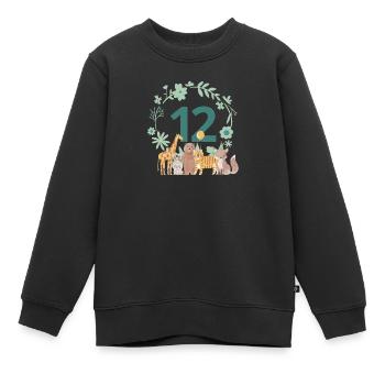 12-jähriges Jubiläum - Tiere zum zwölfjährigen Jubiläum - Kinder Premium Organic Sweatshirt - Schwarz - Vorne - AI Model Kid Female (0cm)