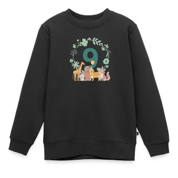 9. Jubiläum - Tiere zum neunten Jubiläum - Kinder Premium Organic Sweatshirt - Schwarz - Vorne - AI Model Kid Female (0cm)
