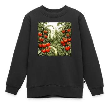Tomatenpflanzen - Kinder Premium Organic Sweatshirt - Schwarz - Vorne - AI Model Kid Female (0cm)