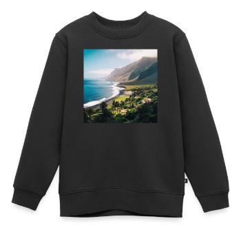 Île tropicale - Sweat Premium enfant bio - noir - Devant - AI Model Kid Female (0cm)