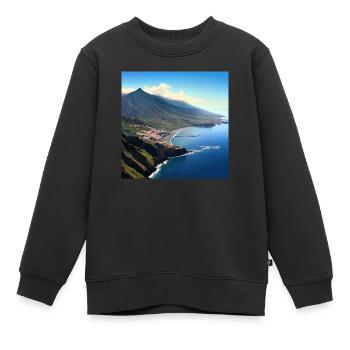 Volcan de l’île tropicale - Sweat Premium enfant bio - noir - Devant - AI Model Kid Female (0cm)