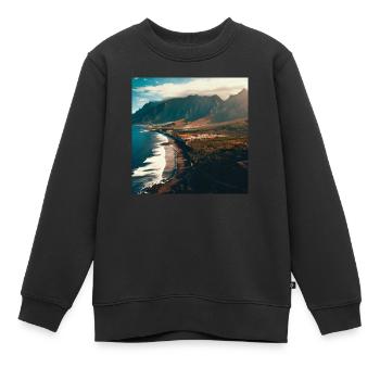 Montagnes de l’île - Sweat Premium enfant bio - noir - Devant - AI Model Kid Female (0cm)
