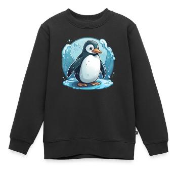 Drôle de pingouin bravant le froid - Sweat Premium enfant bio - noir - Devant - AI Model Kid Female (0cm)