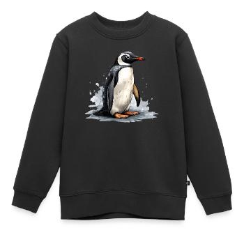 Pingouin sur la banquise - Sweat Premium enfant bio - noir - Devant - AI Model Kid Female (0cm)