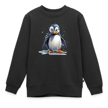 Lustiger Pinguin - Kinder Premium Organic Sweatshirt - Schwarz - Vorne - AI Model Kid Female (0cm)
