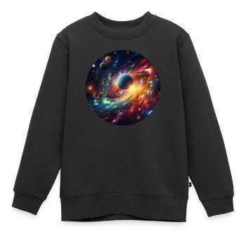 Univers coloré - Sweat Premium enfant bio - noir - Devant - AI Model Kid Female (0cm)