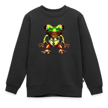 Froggy - Kinder Premium Organic Sweatshirt - Schwarz - Vorne - AI Model Kid Female (0cm)