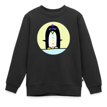 spiritueller Pinguin - Kinder Premium Organic Sweatshirt - Schwarz - Vorne - AI Model Kid Female (0cm)